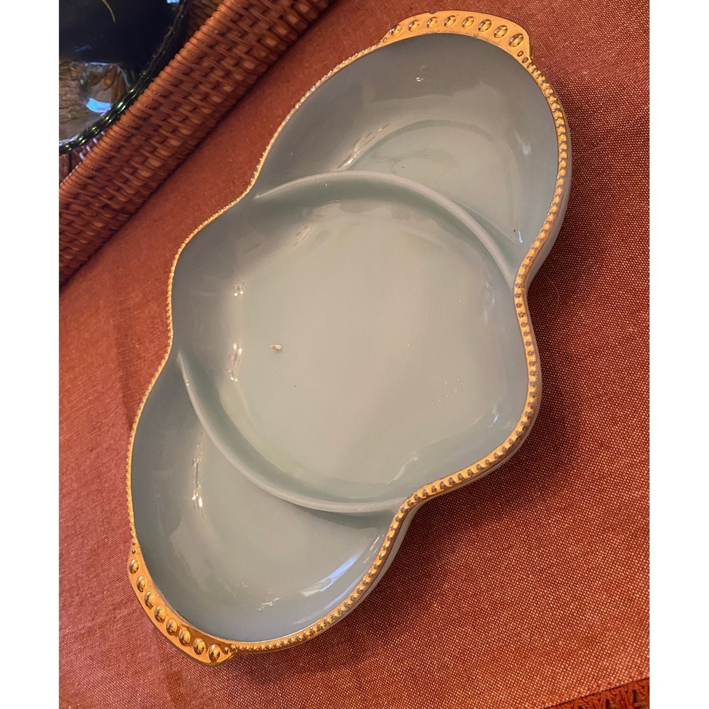 Vintage Anchor Hocking Fire King‎ Delphite Blue Divided Relish Tray